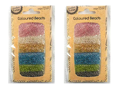 1pack 6 ASSORTED COLOUR BEADS 2MM