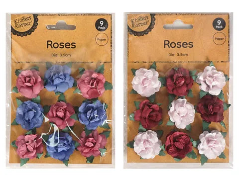 1pack 3D PAPER FLOWERS - ROSE 9Pcs Assorted Colours