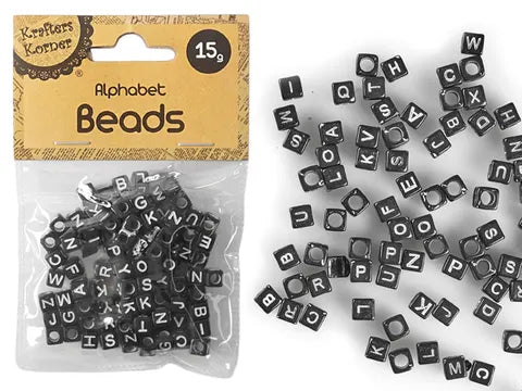 1pack ALPHABET BEADS - 15G BLACK