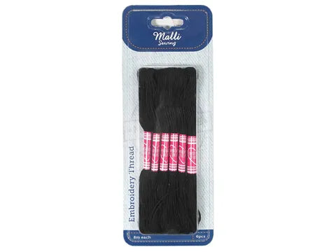 1pack EMBROIDERY THREAD 8M BLACK 6Pcs
