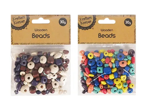 1 pack 30G MIX SHAPES WOODEN BEADS Assorted Designs
