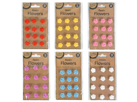1pack RESIN FLOWERS 12Pcs Assorted Colors
