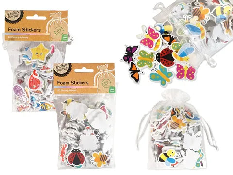 1 pack FOAM STICKERS - ANIMALS 80Pcs Assorted Designs