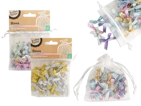1pack FABRIC MINI BOWS - 28Pcs Assorted  Colors