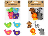 1pack FELT ANIMALS W/ ADHESIVE 12pcs Assorted Designs