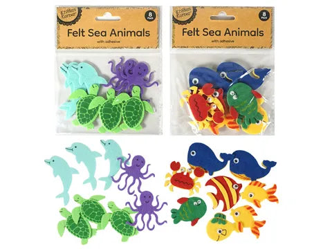 1pack FELT SEA ANIMALS W/ADHESIVE 8pcs Assorted Designs