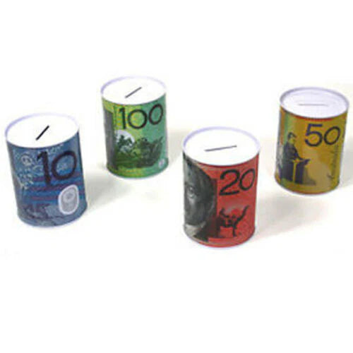 $10 SMALL Dollar Note Money Tin Australian Box Jar Piggy Bank Coin OZ Variety