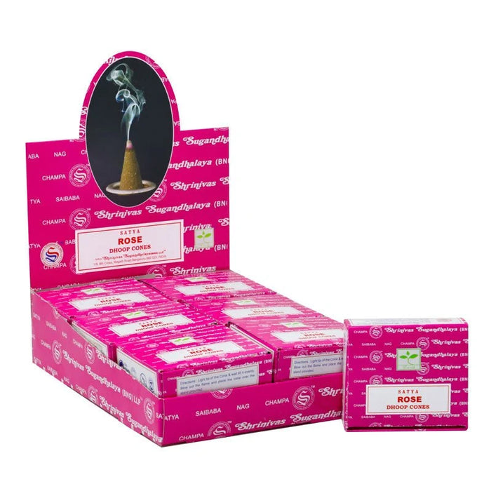 1pc Satya Perfumed Dhoop Cone - Rose