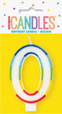 0 - Birthday Candle Numeral Candle Rainbow Border Age
