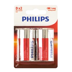 Battery Pk 2 Size D Alkaline Philips