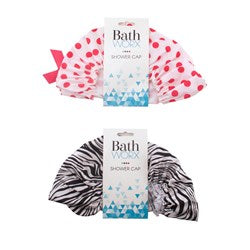 1pc Shower Cap Printed Polyester 2 Assorted Designs