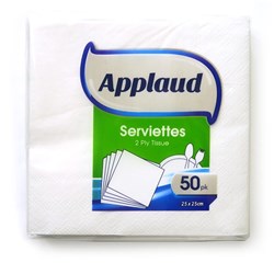 1pack Serviettes 25x25cmx2Ply Pcs50 White