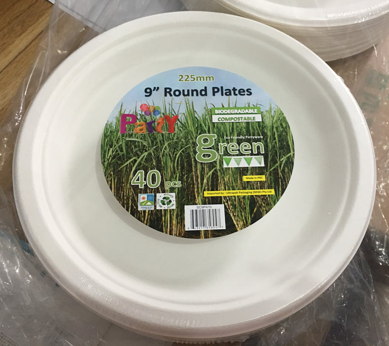 9 inch sugarcane disposable dinner plate compostable heavy duty Australia