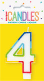 4- Birthday Candle Numeral Candle Rainbow Border Age