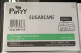 5 Compartment Sugarcane White Disposable  Party Wedding Bday
