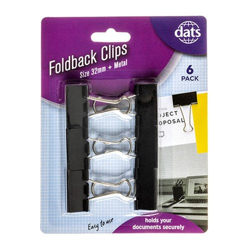 1pack Clip Foldback Black Silver 32mm 6pcs