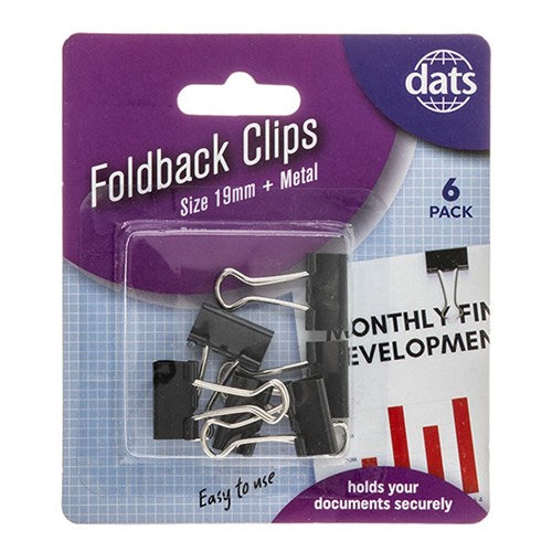 1pack Clip Foldback Black Silver 19mm 6pcs