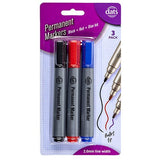 Marker Permanent 3pcs Mixed Black Blue Red Ink