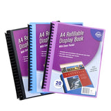 Display Book PP Cover w Insert A4 20 Pockets Asstd Cols