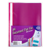 Document File Flat PP A4 w Fastener 4pk Mixed Cols
