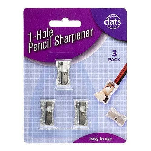 Sharpener Pencil Metal 1 Hole 3pcs