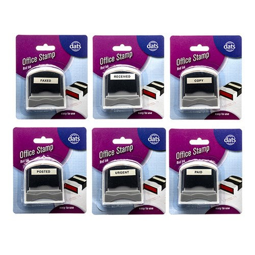 1pc Stamp Office 6 Assorted PAID COPY FAXED RECEIVED POSTED URGENT