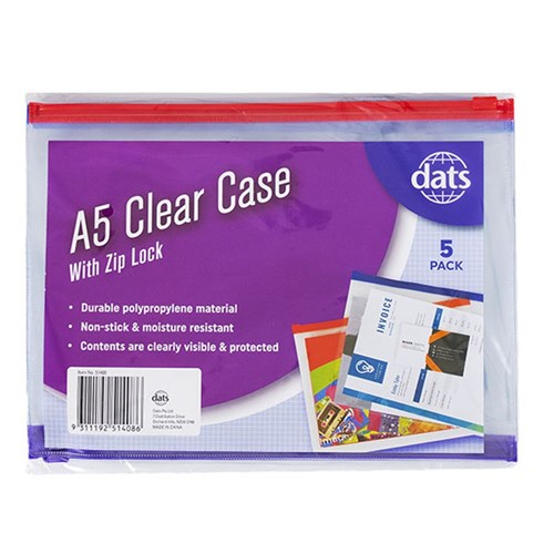 Case Zip A5 Clear 5pcs