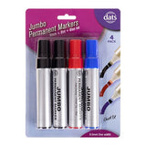 Marker Permanent Jumbo 4 Pcs x 1  Pack Mixed Black Blue Red Ink