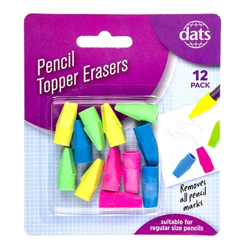 Eraser Pencil Topper 12pcs Mixed Cols