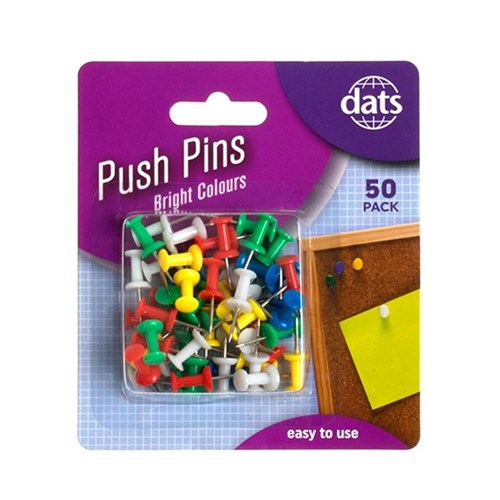 1pack Pin Push Asstd Cols 50pcs