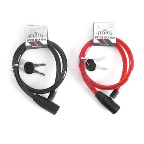 1pc Bicycle Cable Lock 85cm 2 Assorted Col Black and Red