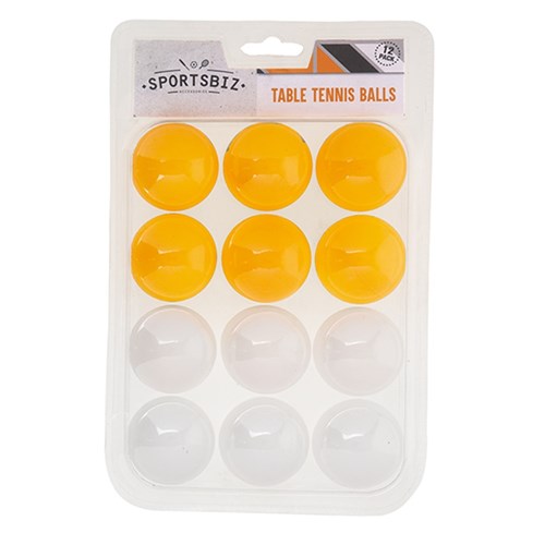 Balls Table Tennis 12pk Asstd Pk Orange and White