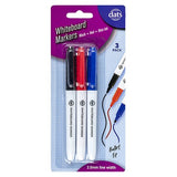 Marker Whiteboard 3pk Mixed Black Blue Red Ink Pen Style