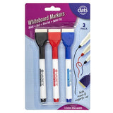 Marker Whiteboard 3pk Mixed Black Blue Red Ink w Erasers
