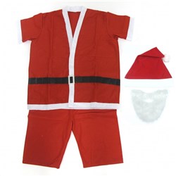 Suit Santa Summer Xmas 5pc Beard/Hat/Top/Trousers/Belt