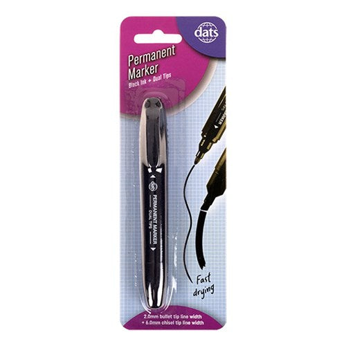 Marker Permanent Dual Tips 1pk Black Ink