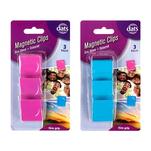 1pc Clip Magnetic 30mm 3pk Assorted Blue Pink