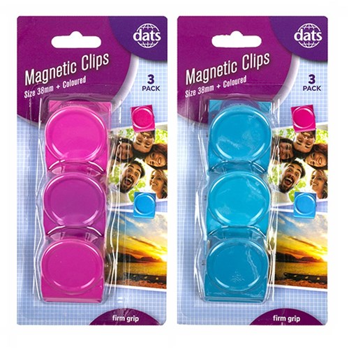 1pc Clip Magnetic 38mm 3pk Asstd Blue Pink