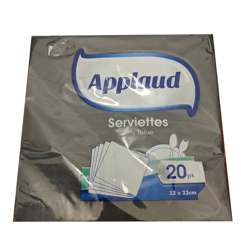 Serviettes 2ply 33x33cm Pcs20 Black