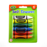 Soft Eraser Crayon Shaped 6pk