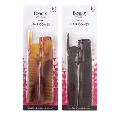 1pack Hair Combs Pcs 10 Black Tortoise Asstd