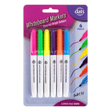 Marker Whiteboard 6pk Mixed Bright Colours Pen Style