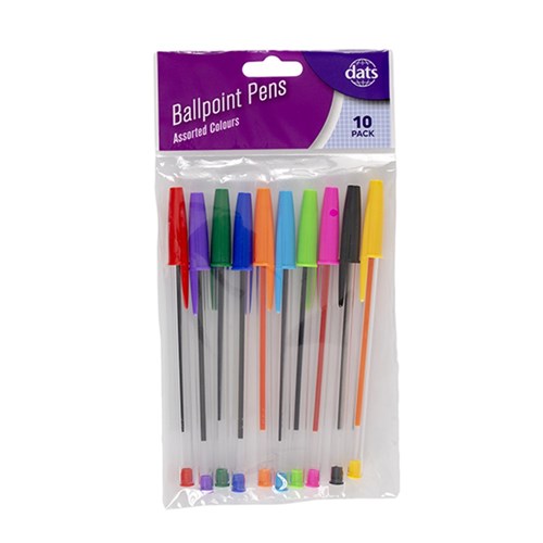 Pen Ballpoint 10pcs Mixed Ink Colours