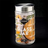 Glass Jar Round Grid Emboss Silver Lid 1600ml