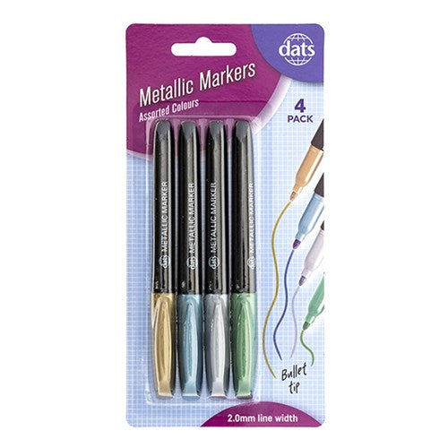 Marker Metallic 4pcs Mixed Gold Silver Blue Green Ink