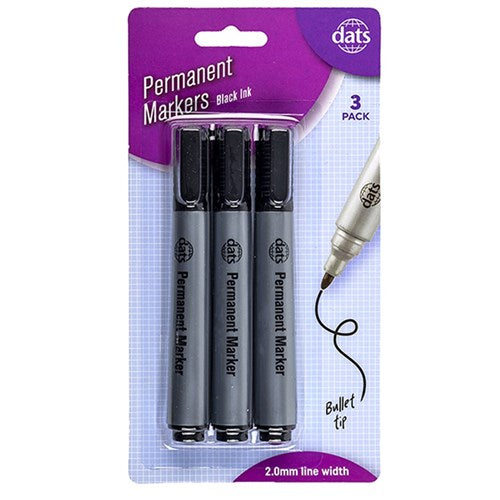 1pack Marker Permanent 3pcs Black Ink
