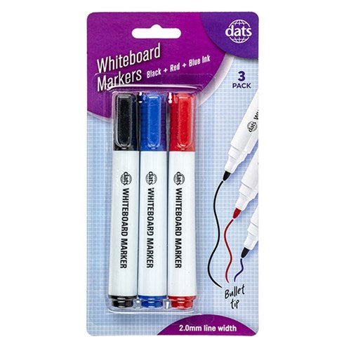 Marker Whiteboard 3pcs Mixed Black Blue Red Ink