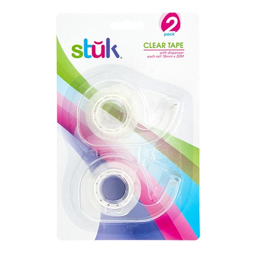 Tape Clear w Dispenser 18mm x 20M 2pk