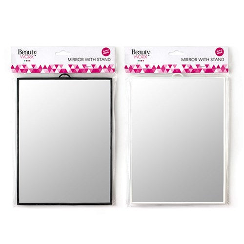 1pc Mirror Rectangle w Stand Small 2 Assorted Cols 18x24cm