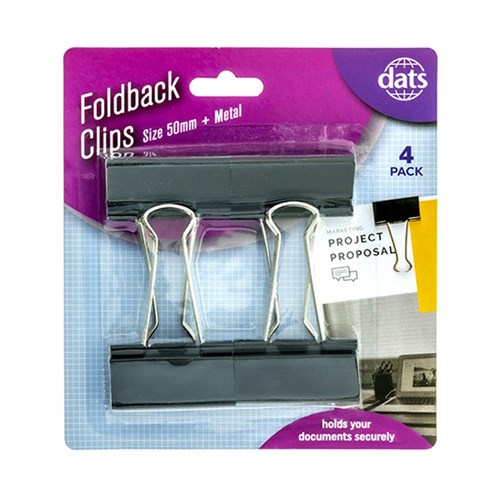 Clip Foldback Black Silver 50mm 4pcs
